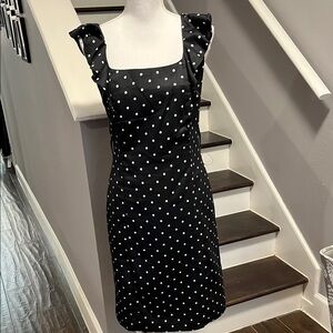 Worthington black and white polkadotted sleeveless dress. Sz 12